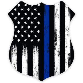 GRITKULTURE Thin Blue Line Police Badge Decals 4 Inch X 3.6 Inch Window Decal Sticker Police Blue Line Sticker 2X3 US American Flag Stickers for Cars Car Stickers Law Enforcement Stickers USA Flag