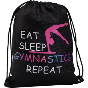 JYTAPP Gymnastics Gifts Gymnastics Drawstring Bag Eat Sleep Gymnastics Competition Bag Gymnasts Gifts for Gymnastics Travel Bag Sport Pack (black)
