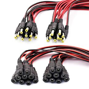 DC Pigtail，18 Pairs 12V 2A DC Male Female Power Pigtail Cable Connector Wire 2.1x5.5mm DC Power Connectors for CCTV Security Camera and 12V Power Supply Adapter