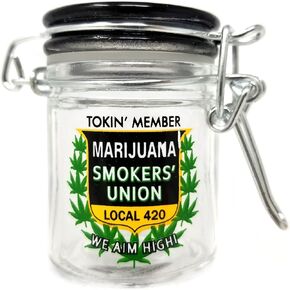 Airtight Glass Herb Mini Storage Jar with Clamping Lid in Choice of Design (Tokin Member Local 420)