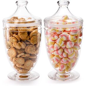 Hacaroa 2 Pack Acrylic Apothecary Jars with Airtight Lids, 46 Oz Clear Plastic Candy Cookie Jars for Candy Buffet, Decorative Bathroom Canister Container for Bath Salt, Vanity, Party, Wedding
