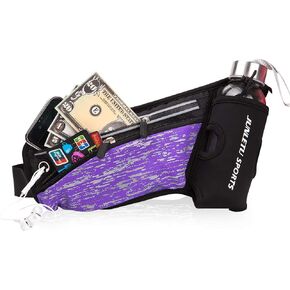 حزام الجري مع حامل زجاجة ماء وحزمة الخصر المرطبة للرجال والنساء، حزمة فاني عاكسة للماء، حزام جري خفيف للغاية للهواتف 7 بوصات، معدات الجري لركوب الدراجات، والمشي، والمشي لمسافات طويلة (أسود)... in Kuwait