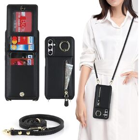 Samsung Galaxy A14 5G Wallet Case with Card Holder for Women, Faux Leather Shockproof Case for GalaxyA14 5G - Black