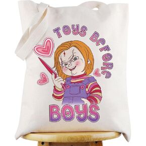 WZMPA Funny Chucky Canvas Tote Bag Chuck Fans Gift Toys Before Boys Chucky Shoulder Bag Chucky Merch