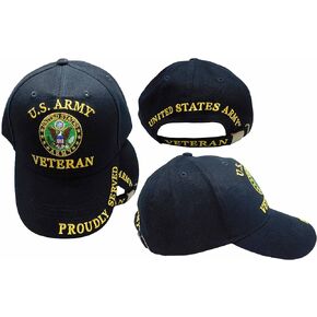 United States U.S. Army Veteran Proudly Served Black 100% Cotton Adjustable Embroidered Cap Hat CP00114