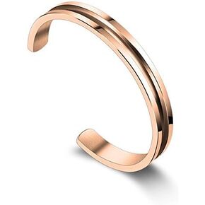 Zuo Bao Hair Tie Bracelet Stainless Steel Grooved Cuff Bangle For Women Girls