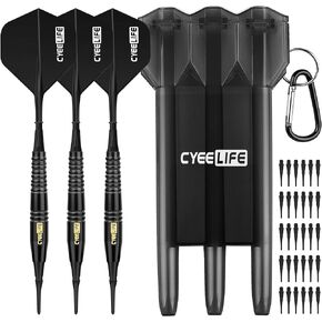 CyeeLife 18g Soft Tip Darts with Carry case and 30 Extra Points,Professional Plastic Darts Set,Multiple colors available