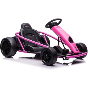 24V Go Kart for Kids 8-12 Years, 300W*2 Extra Powerful Motors, 9Ah Large Battery 8MPH High Speed Drifting with Music, Horn,Max Load 175lbs Outdoor Ride On Toy for Teens (Rose) in Kuwait