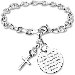 Christian Gifts for Women Men Bracelets Christian Bible Verses Bracelets Gift Religious Prayer Bracelets Gift Inspirational Baptism Jewelry for Teen Girls Christian Bracelets Stainless steel