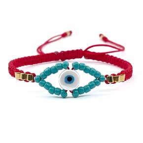 Miyuki Evil Eye Adjustable Woven Bracelet Kabbalah Red String Protector for Women