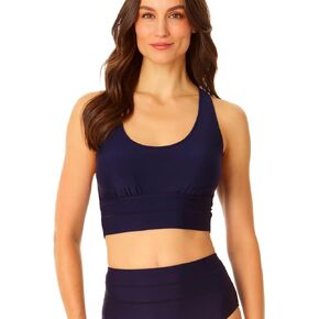Women's Standard Banded Halter Longline Bra Swim Top