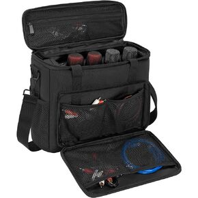 4 Slots Wireless Microphone Case with Foam,Microphone Carry Travel Bag with Shoulder Strap