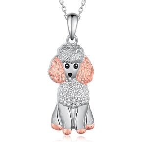 Feijisi Poodle Necklace 925 Sterling Silver Dog Necklace Cute Poodle Pendant Necklace Poodle Gifts for Women Girls