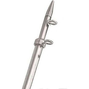 TACO 8' Center Rigger Pole - Silver w/Silver Rings & Tip - 1-1/8" Butt End Diameter