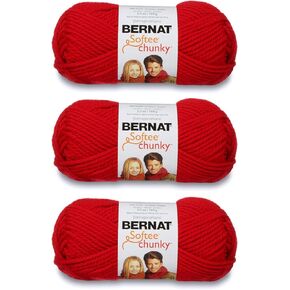 Bernat Softee Chunky 3-Pack Yarn, 2.8oz, Super Bulky 6 Gauge -Black - Machine Wash & Dry