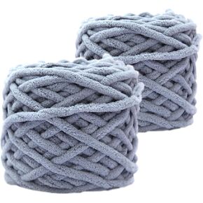 Chunky Yarn for Crocheting 90 yds, 2 Skeins 7mm Thick Bulky Fluffy Soft Chenille Yarn Velvet Yarn for Making Blankets, Clothes, DIY Craft, Pattern Knitting Creations 0.44lb (Sapphire Blue)