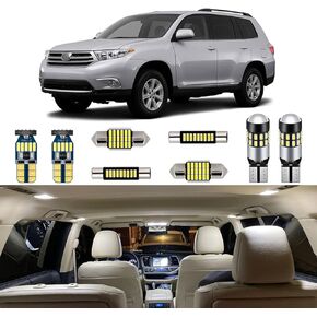 Super Bright 6000K White LED Interior Light Bulbs Kit Package for 2008 2009 2010 2011 2012 2013 Toyota Highlander + Install Tool