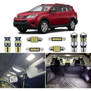Super Bright 6000K White LED Interior Light Bulbs Kit Package for 2013 2014 2015 Toyota RAV4 + Install
