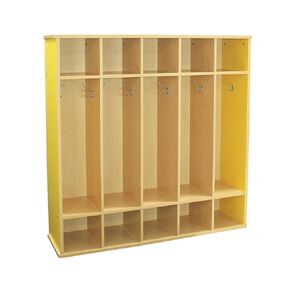 Factory Direct Partners Colourful Essentials تبسيط خزانة المعاطف المصفحة المكونة من قسمين مع المكعبات وخطافات المعاطف، وأثاث التخزين الموفر للمساحة للمنزل والرعاية النهارية والفصول الدراسية - خشب القيقب/الأحمر