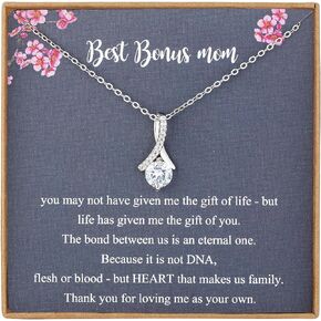 NOREGRET Bonus Mom Gifts from Daughter, Stepmother Mother in Law Gifts, 925 Sterling Silver Necklace, Gifts for Stepmom, Bonus Mom Necklace, Mother in law Gifts, Adoption Gifts