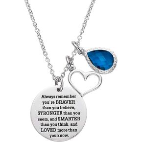LParkin You Are Braver Than You Believe Awareness Necklace Birthstone Graduation Gift Best Friend Encouragement Gifts …