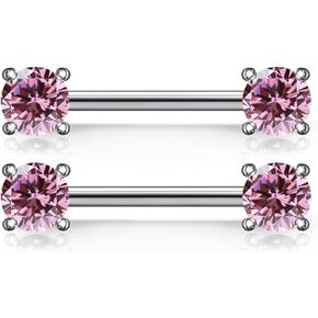 F136 Titanium Nipple Piercing Jewelry, Multicolor Round CZ Nipple Rings for Women.