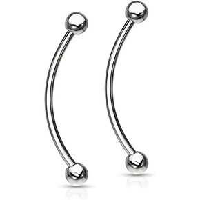 Luxe Modz Tongue Piercing snake Eyes 16g Curved Barbell with 4mm Solid balls Pack of 2