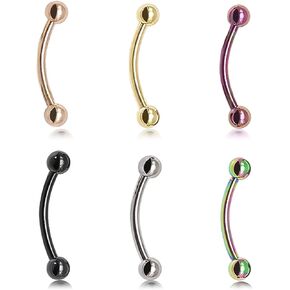 BLISI G23 Solid Titanium Eyebrow Piercing Jewelry, Gokd Black Rose Gold Silver Pink Rainbow Eyebrow Rings 16G Curved Barbell,Tiny Vertical Labret Lip Jewelry Rook Piercing Jewelry for Women and Men