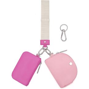 Keychain Wallet - Dual Pouch Wristlet Portable - Mini Wallet Detachable Card Holder Small Coin Purse Small Wallets for Women