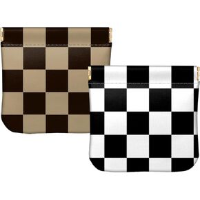 2 PCS Small Squeeze Coin Purse Pouch Soft PU Leather Mini Wallet Change Bag Cute Aesthetic for Women Girls Men-Butterfly Hearts