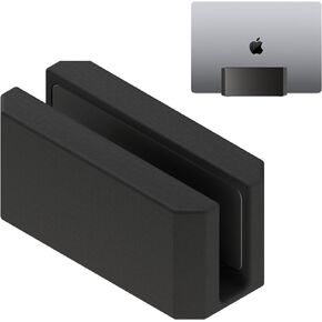 Vertical Laptop Stand for Apple MacBook Air | Minimalistic Vertical Desk Holder Docking Station | Matte Black Plastic