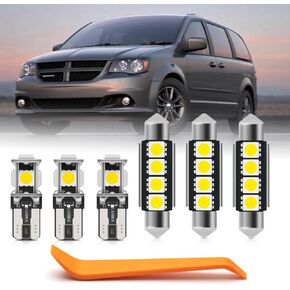 nsautolighting 11pcs Interior LED Lights Bulb Kit for Dodge Grand Caravan 2008 2009 2010 2011 2012 2013 2014 2015 2016 2017 2018 2019 Map Dome Door Trunk Lights Interior Bulbs Package + Install Tool
