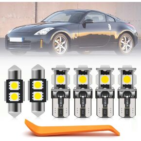 8pcs LED Interior Lights Bulb Kit for Nissan 350Z 2003 2004 2005 2006 2007 2008 2009 Map Trunk License Plate Lights Super Bright 6000K LED White Interior Light Bulbs + Install Tool