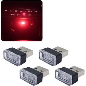 Miytsya 4 PCS USB-LED Car Interior Atmosphere Lamp, Night Led Decoration Mini USB Light, Ambient Lighting Kit, Charging for Interior Led Lights (Blue)