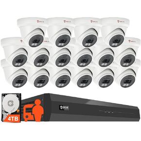 Anpviz 16CH 4K PoE Security Camera System, 16pcs 8MP Wired PoE Cameras with 2-Way Audio, 100ft Smart Color Night Vision and Person Vehicle Detection, 4K/8MP 16CH NVR with 4TB HDD Pre-Installed