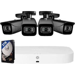 Lorex Fusion 4K Security Camera System w/ 2TB NVR - 8 Channel Wired Home Security System w/ 4 Metal Cameras - Motion Detection, Color Night Vision, Weatherproof, 105° Field of View Surveillance