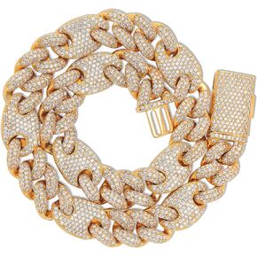 TOPGRILLZ 16mm 6 Times 14K Gold Filled Iced out Cubic Zirconia Miami Cuban Link Chain for Men with Box Clasp Hip Hop Prong Setting