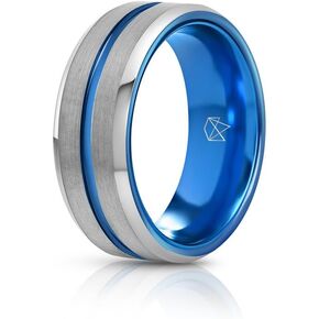 EMBR | Rings For Men | Infinity Design | Black & Silver Tungsten | Inner-Band Colors | 8mm Width | Durable Jewelry | Wedding Bands