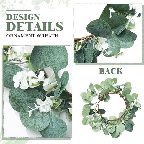 6 Pcs 12" Eucalyptus Wreath for Front Door Artificial Green Leaves Eucalyptus Wreath Farmhouse Spring Summer Wreath for Wedding Window Tabletop Decoration(Novel) in Kuwait
