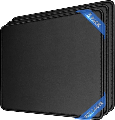 [35% Larger] Gaming Mouse Pad 12x10x1/8 in. Delicate Stitched Edges & Non-Slip Natural Rubber Base, Premium-Textured & Waterproof Mousepad, Mouse Mat for Computer, Laptop, PC, Office & Home, Black in Kuwait