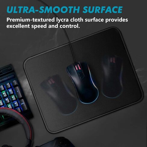 [35% Larger] Gaming Mouse Pad 12x10x1/8 in. Delicate Stitched Edges & Non-Slip Natural Rubber Base, Premium-Textured & Waterproof Mousepad, Mouse Mat for Computer, Laptop, PC, Office & Home, Black in Kuwait
