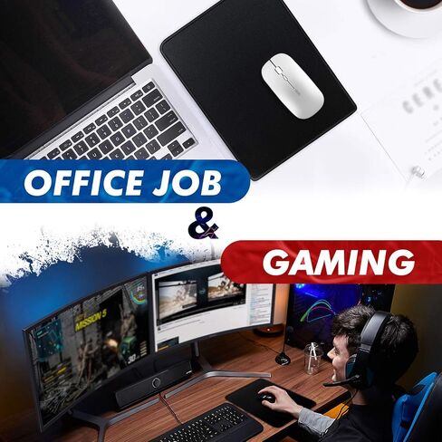 [35% Larger] Gaming Mouse Pad 12x10x1/8 in. Delicate Stitched Edges & Non-Slip Natural Rubber Base, Premium-Textured & Waterproof Mousepad, Mouse Mat for Computer, Laptop, PC, Office & Home, Black in Kuwait