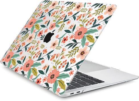 حافظة TWOLSKOO لجهاز MacBook Air 13 بوصة 2020 2019 2018 إصدار A2337 M1 A2179 A1932، حافظة صلبة وغطاء لوحة مفاتيح وواقي شاشة متوافق مع جهاز MacBook Air 13 Retina الجديد، زهور سلسة in Saudi Arabia