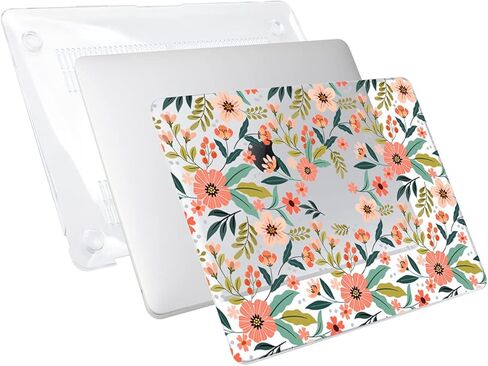 حافظة TWOLSKOO لجهاز MacBook Air 13 بوصة 2020 2019 2018 إصدار A2337 M1 A2179 A1932، حافظة صلبة وغطاء لوحة مفاتيح وواقي شاشة متوافق مع جهاز MacBook Air 13 Retina الجديد، زهور سلسة in Saudi Arabia