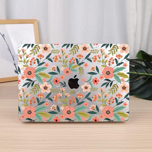 حافظة TWOLSKOO لجهاز MacBook Air 13 بوصة 2020 2019 2018 إصدار A2337 M1 A2179 A1932، حافظة صلبة وغطاء لوحة مفاتيح وواقي شاشة متوافق مع جهاز MacBook Air 13 Retina الجديد، زهور سلسة in Saudi Arabia