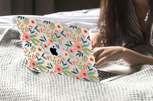 حافظة TWOLSKOO لجهاز MacBook Air 13 بوصة 2020 2019 2018 إصدار A2337 M1 A2179 A1932، حافظة صلبة وغطاء لوحة مفاتيح وواقي شاشة متوافق مع جهاز MacBook Air 13 Retina الجديد، زهور سلسة in Saudi Arabia