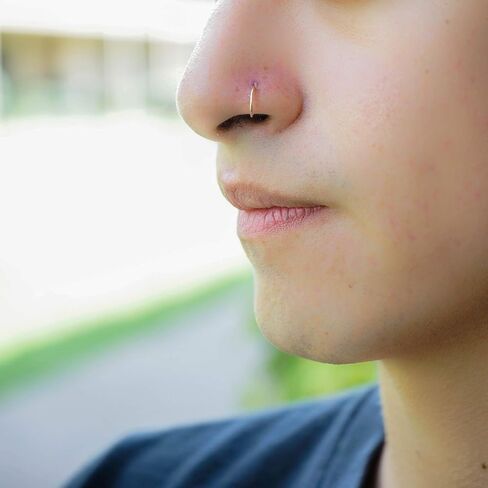 20g Nose Ring 14k Gold Filled | 20 Gauge Size 6-7mm | Slightly Adjustable Piercing Hoop Jewelry 6 mm - 7 mm in Saudi Arabia