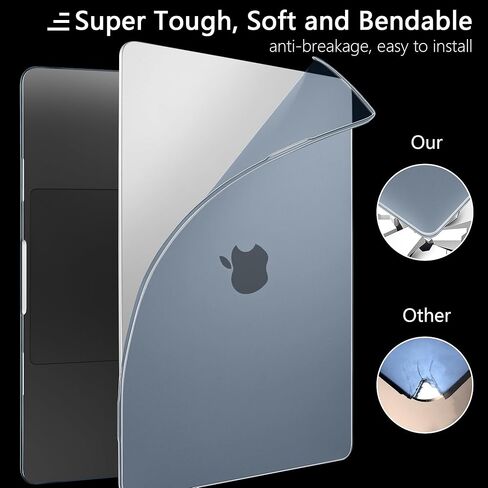 Batianda Matte Ultra-Thin M3 MacBook Air 13.6 inch Case 2022 2023 2024 Release Model A2681 A3113 Durable Fingerprint-Resistant, Precision Fit, with TPU Keyboard Cover and OTG Adapter, Translucent in Kuwait