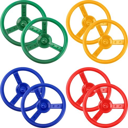 Haconba 8 Pack Steering Wheel Playset Plastic Steering Wheel Swingset Playground Pirate Ship Wheel for Kids Adults Outdoor Playground Playroom Treehouse Accessories (Red,Blue,Green,Yellow, 8) in Saudi Arabia