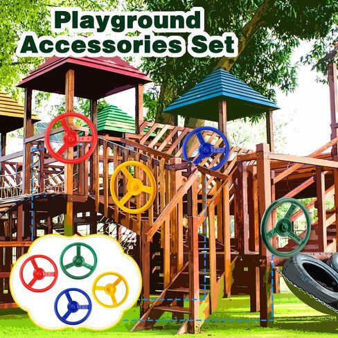 Haconba 8 Pack Steering Wheel Playset Plastic Steering Wheel Swingset Playground Pirate Ship Wheel for Kids Adults Outdoor Playground Playroom Treehouse Accessories (Red,Blue,Green,Yellow, 8) in Saudi Arabia